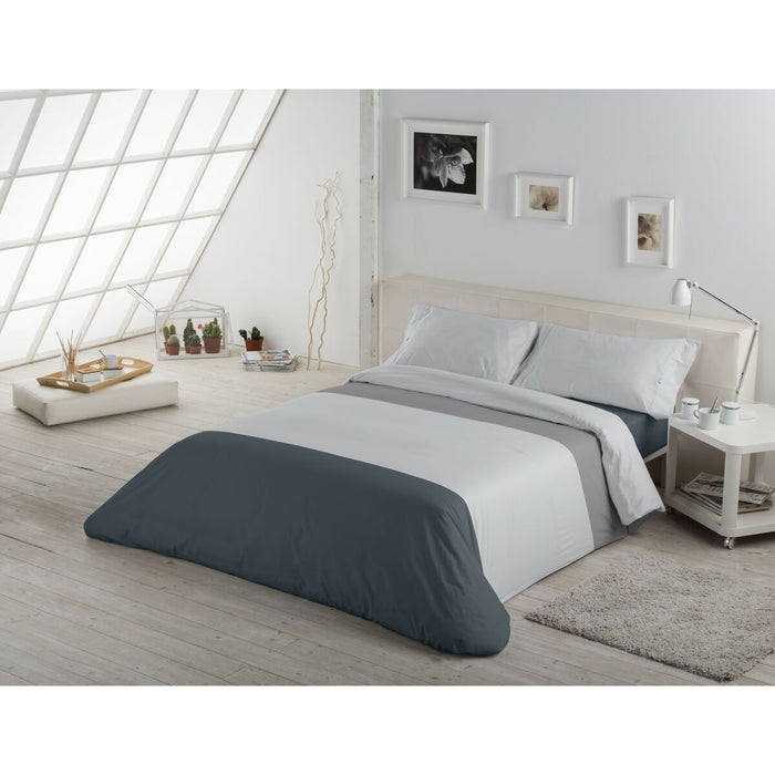 Alexandra House Living White Grey Duvet Cover Set 180 Bed 4 Pieces