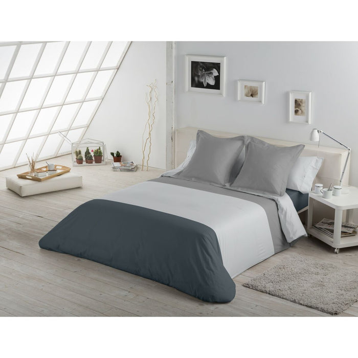 Alexandra House Living White Grey Duvet Cover Set 180 Bed 4 Pieces