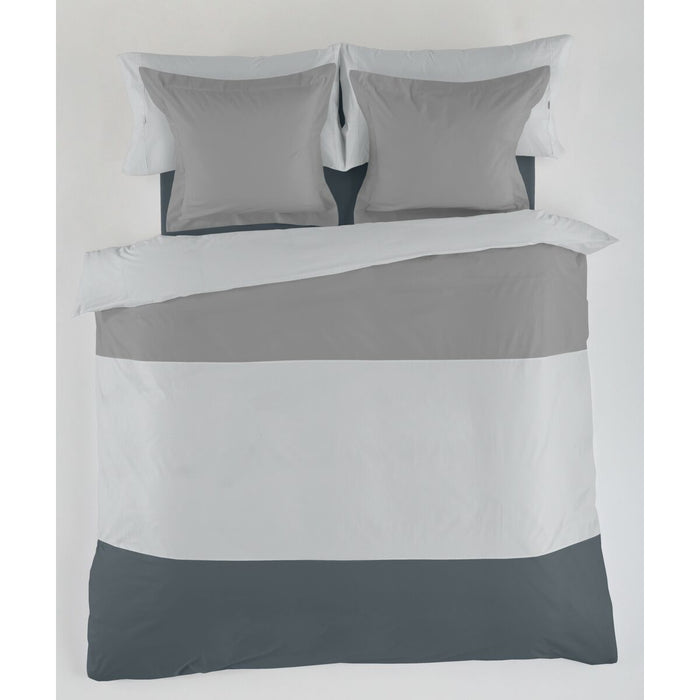 Alexandra House Living White Grey Duvet Cover Set 180 Bed 4 Pieces