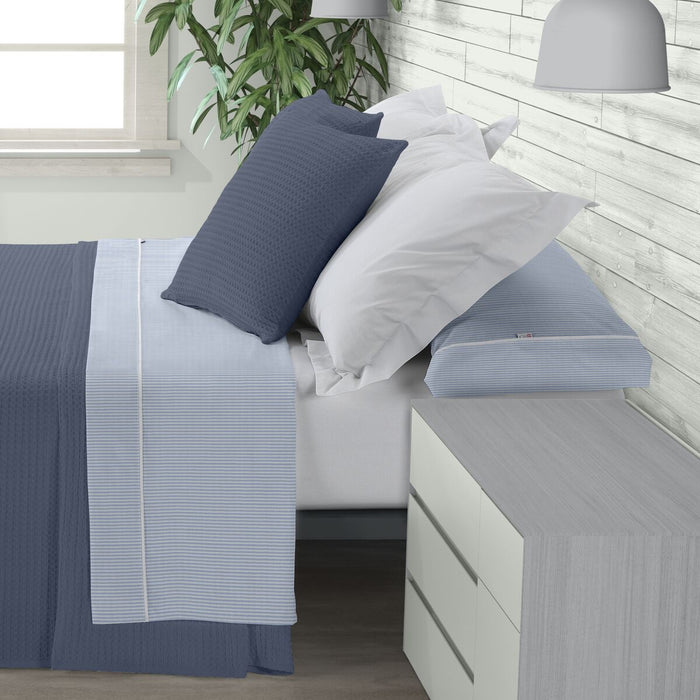 Alexandra House Living Greta Blue Sheet Set, 200 cm Bed, 4 Pieces