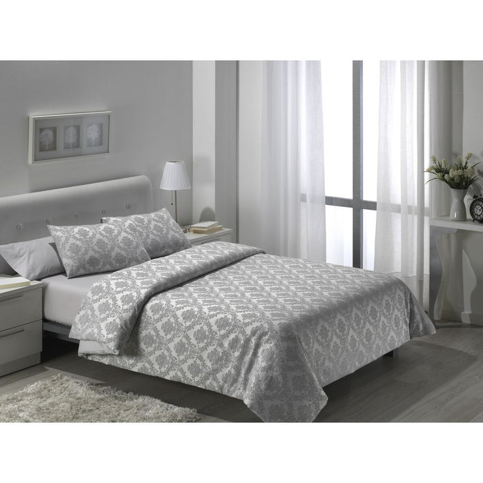 Alexandra House Living Vienna Pearl Grey Duvet Cover Set, 4 Pieces, 90 cm Bed