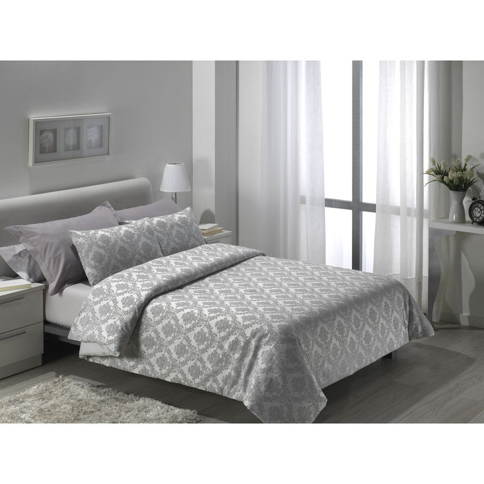 Alexandra House Living Vienna Pearl Grey Duvet Cover Set, 4 Pieces, 90 cm Bed