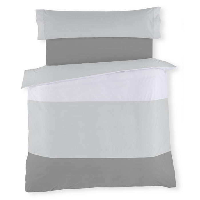 Alexandra House Living White Grey Duvet Cover Set 180 Bed 3 Pieces