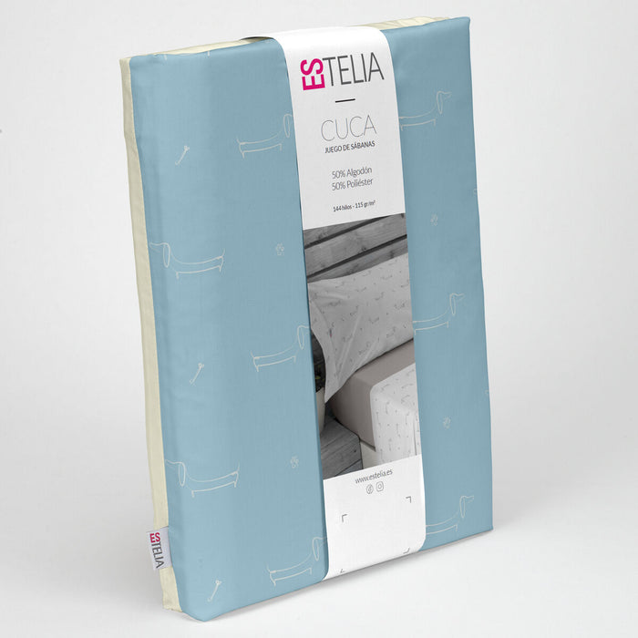 Alexandra House Living Cuca Blue Sheet Set, 3 Pieces, 90 cm Bed