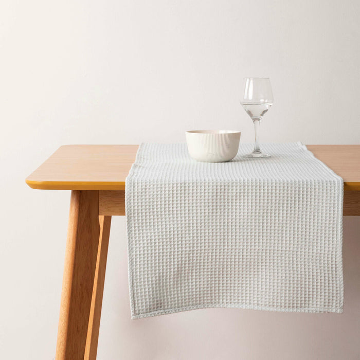 Belum Waffle Mint Table Runner Warm White 45 x 140 cm