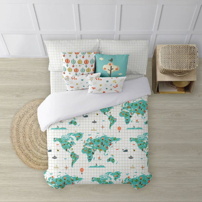 Kids&amp;Cotton World Map Duvet Cover 140 x 200 cm World Map