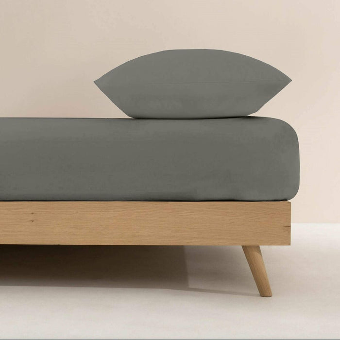 Decolores Plain Fitted Sheet Anthracite Dark Grey 140 x 200 cm