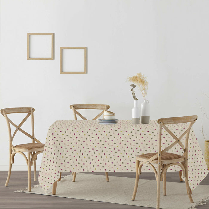 Belum Beige stain-resistant tablecloth 180 x 200 cm Polka dots XL