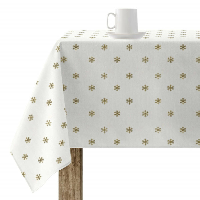 Belum Snowflakes Gold stain-resistant resin tablecloth 250 x 140 cm