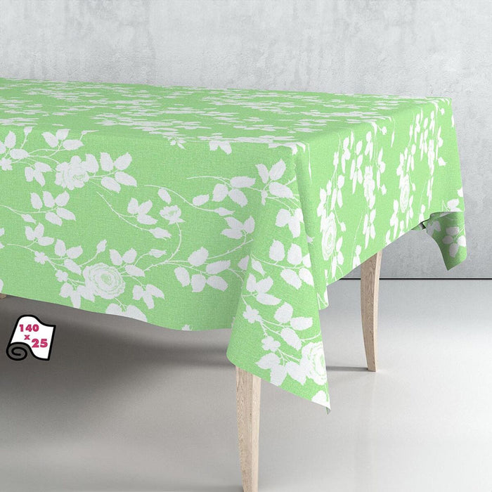 Exma Oilcloth Roll Tablecloth Light Green Botanical Plants 140 cm x 25 m