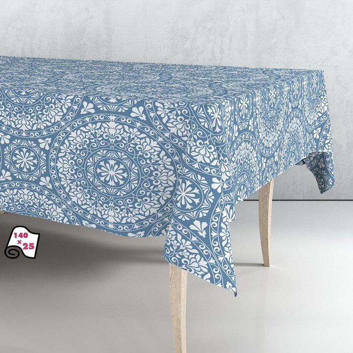 Exma Mandala Blue Oilcloth roll tablecloth 140 cm x 25 m