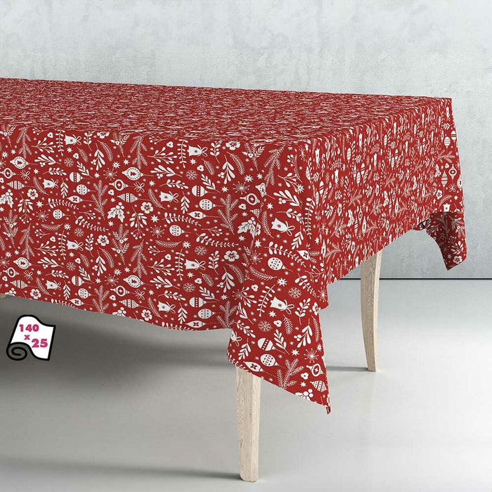 Exma Red Christmas Oilcloth Roll Tablecloth 140 cm x 25 m
