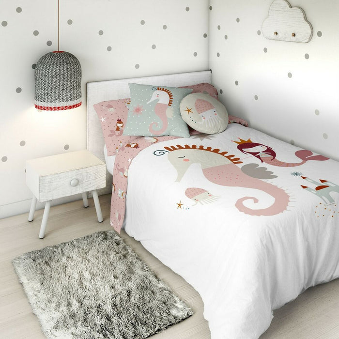 Reversible Seahorse Indian Duvet Cover for 90 cm Bed (150 x 220 cm)