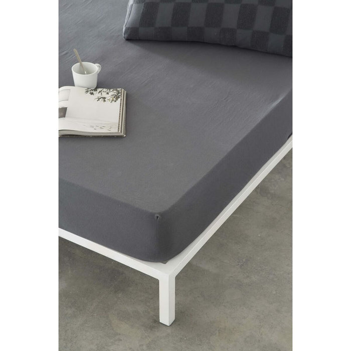 Naturals ELBA Dark Grey Fitted Sheet 135 x 200 (135 Bed)