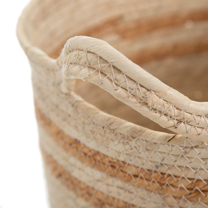 Natural Beige Basket Set 33 x 33 x 38 cm Natural Fiber (3 Pieces)