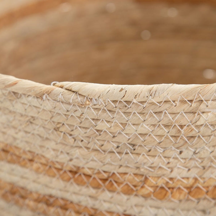 Natural Beige Basket Set 33 x 33 x 38 cm Natural Fiber (3 Pieces)