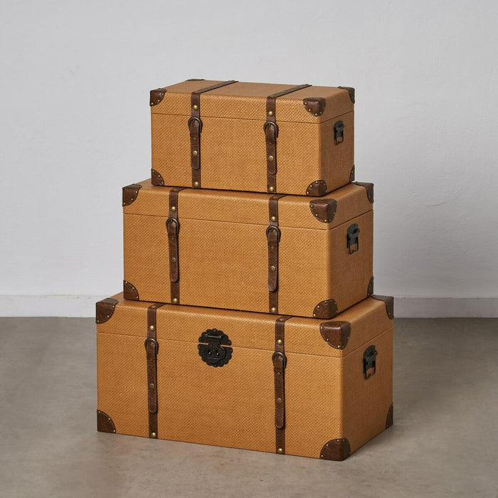 Trunk Set 70 x 38 x 35 cm DMF Rattan (3 Pieces)