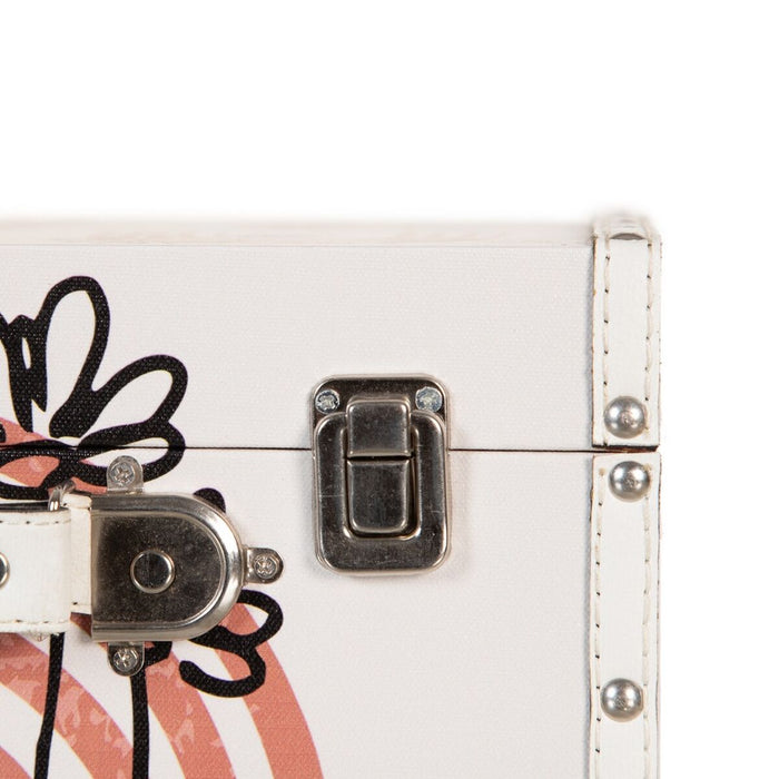 Trunk Set 34.5 x 24.5 x 14 cm Flowers DMF Canvas (2 Pieces)