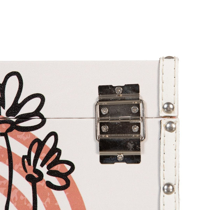 Trunk Set 34.5 x 24.5 x 14 cm Flowers DMF Canvas (2 Pieces)