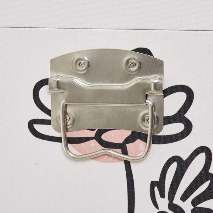 Trunk Set 65 x 38 x 35 cm Flowers DMF Canvas (3 Pieces)