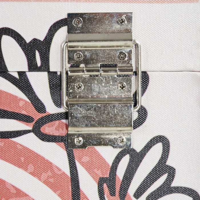 Trunk Set 65 x 38 x 35 cm Flowers DMF Canvas (3 Pieces)