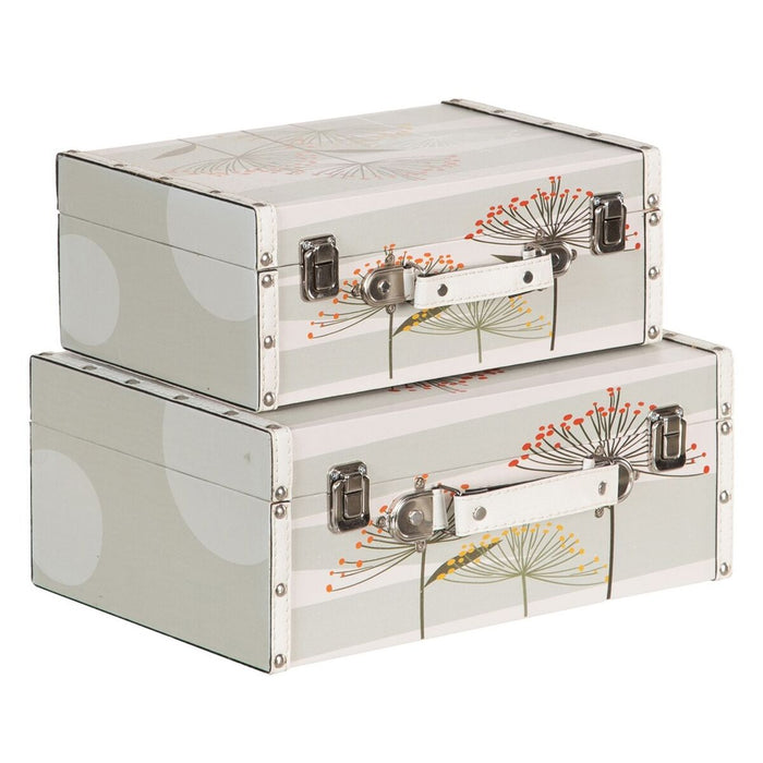 Trunk Set 34.5 x 24.5 x 14 cm Flowers DMF Canvas (2 Pieces)