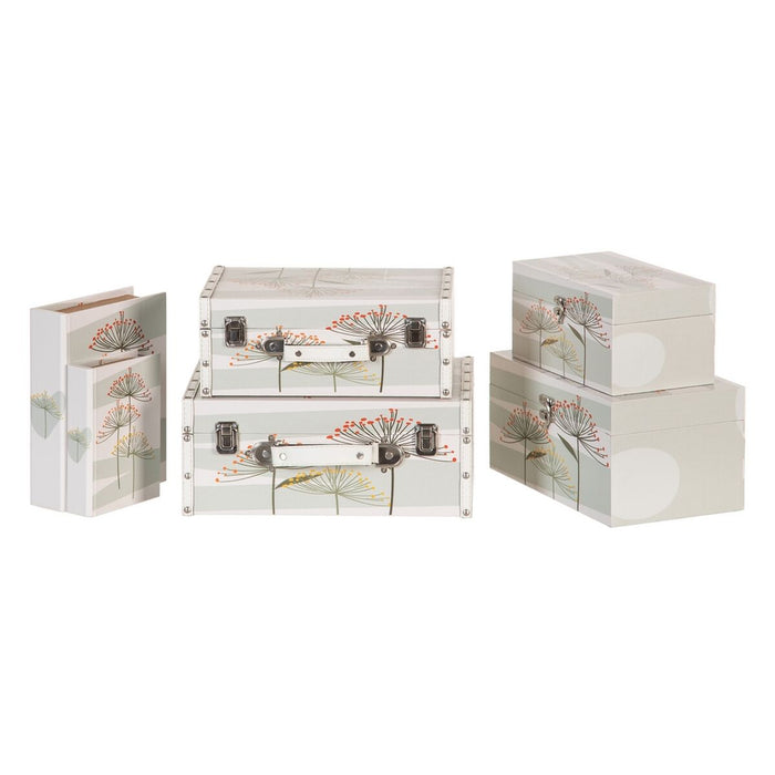 Trunk Set 34.5 x 24.5 x 14 cm Flowers DMF Canvas (2 Pieces)