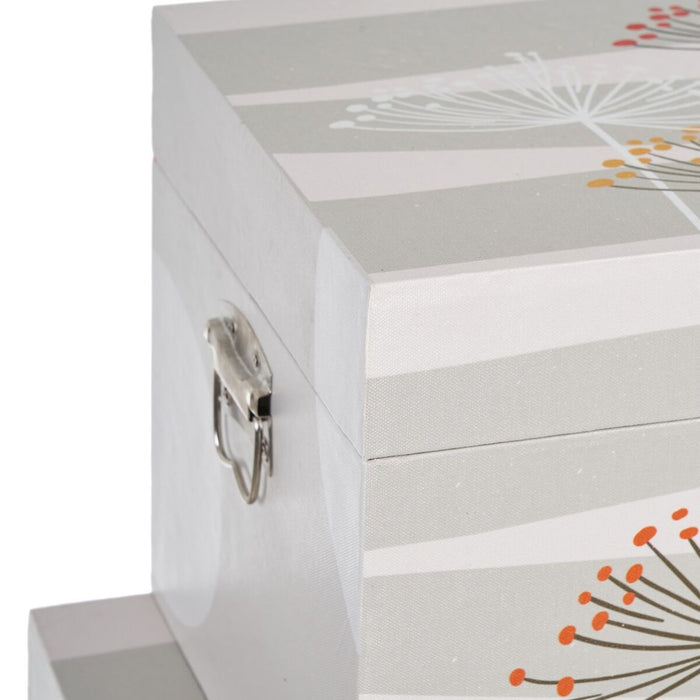 Trunk Set 65 x 38 x 35 cm Flowers DMF Canvas (3 Pieces)