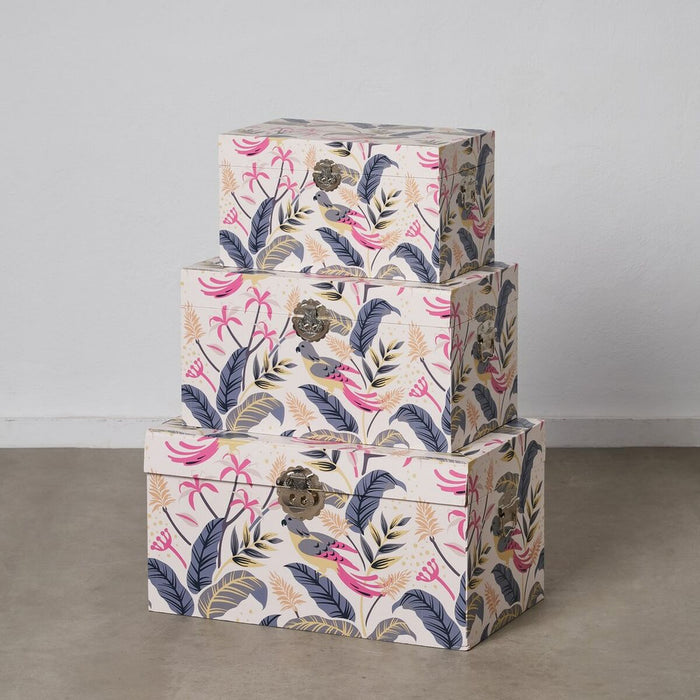 Trunk Set 65 x 38 x 35 cm DMF Canvas (3 Pieces)