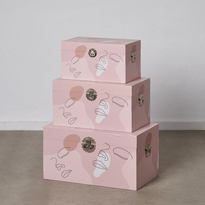 Trunk Set 65 x 38 x 35 cm DMF Canvas (3 Pieces)