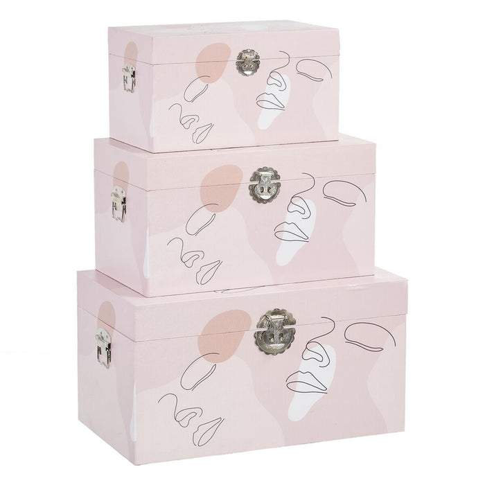 Trunk Set 65 x 38 x 35 cm DMF Canvas (3 Pieces)