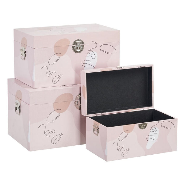 Trunk Set 65 x 38 x 35 cm DMF Canvas (3 Pieces)