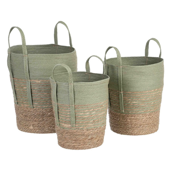 Basket Set 42 x 42 x 48 cm Mint Natural Fiber (3 Pieces)