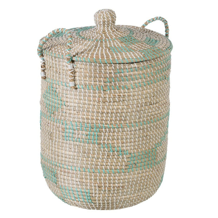 Natural Gray Basket Set Natural Fiber 38 x 38 x 58 cm (2 Pieces)