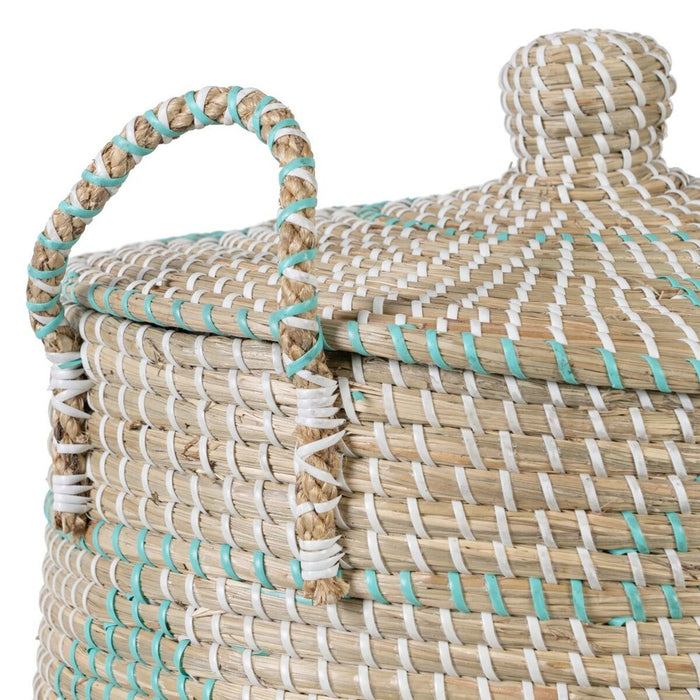 Natural Gray Basket Set Natural Fiber 38 x 38 x 58 cm (2 Pieces)