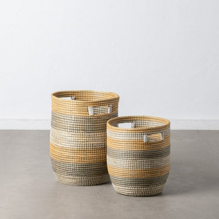 Basket Set 38 x 38 x 50 cm Natural Grey Natural Fiber (2 Pieces)