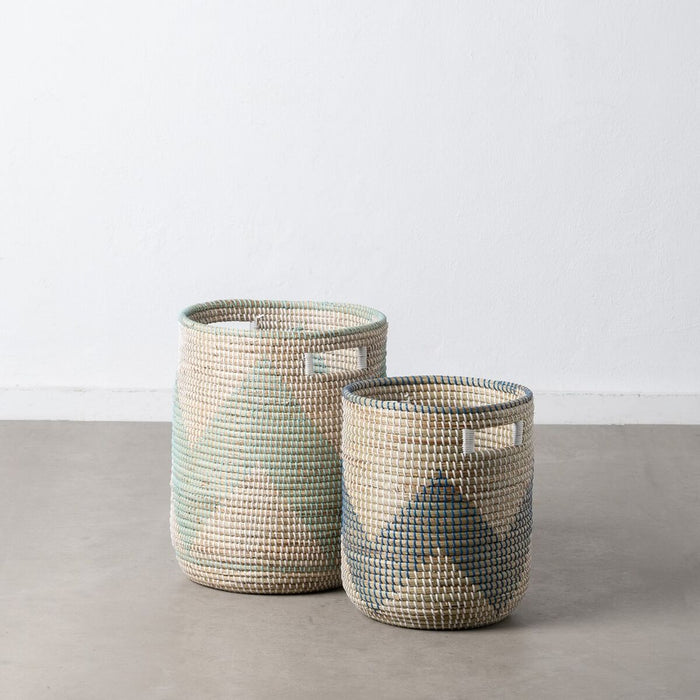 Basket Set 38 x 38 x 50 cm Natural Grey Natural Fiber (2 Pieces)