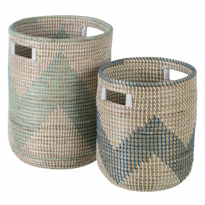 Basket Set 38 x 38 x 50 cm Natural Grey Natural Fiber (2 Pieces)