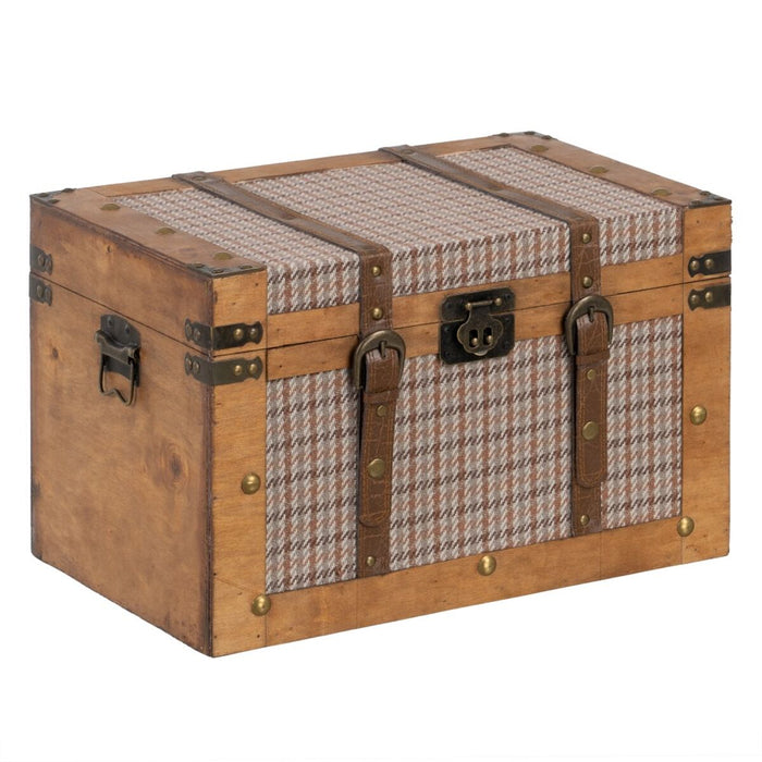 Set of Trunks 45 x 30 x 29 cm Synthetic Fabric Wood Checkered (2 Pieces)