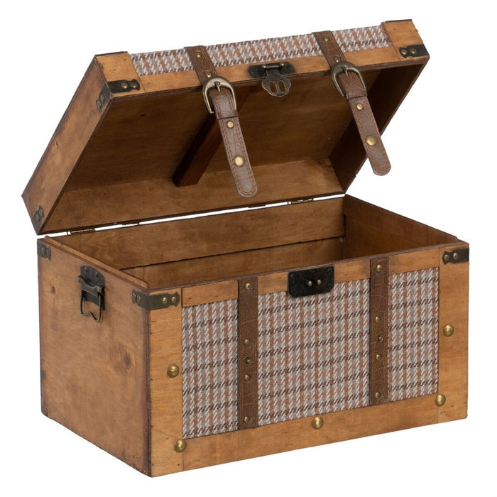 Set of Trunks 45 x 30 x 29 cm Synthetic Fabric Wood Checkered (2 Pieces)