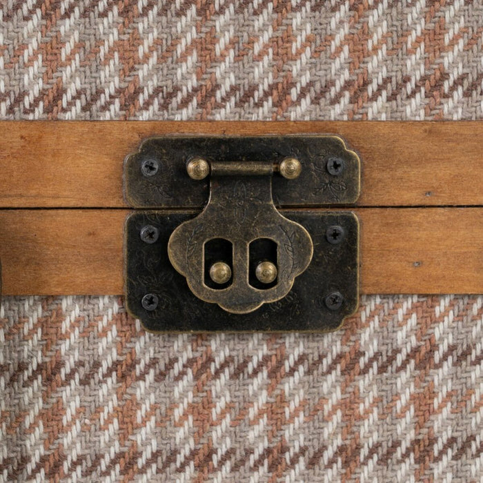 Set of Trunks 45 x 30 x 29 cm Synthetic Fabric Wood Checkered (2 Pieces)