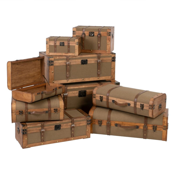Trunk Set 45 x 30 x 29 cm Synthetic Fabric Wood (2 Pieces)
