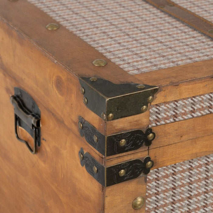 Trunk Set 90 x 47 x 45 cm Synthetic Fabric Wood Checkered (3 Pieces)