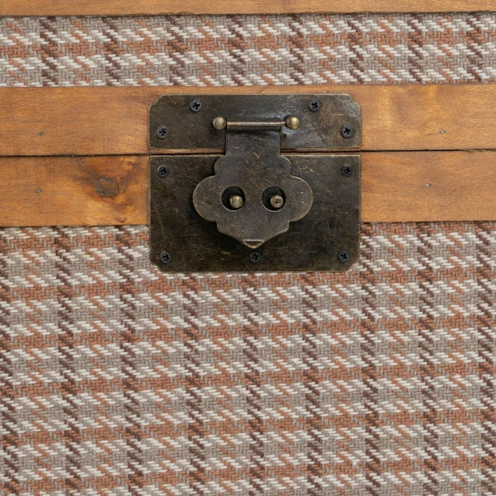 Trunk Set 90 x 47 x 45 cm Synthetic Fabric Wood Checkered (3 Pieces)