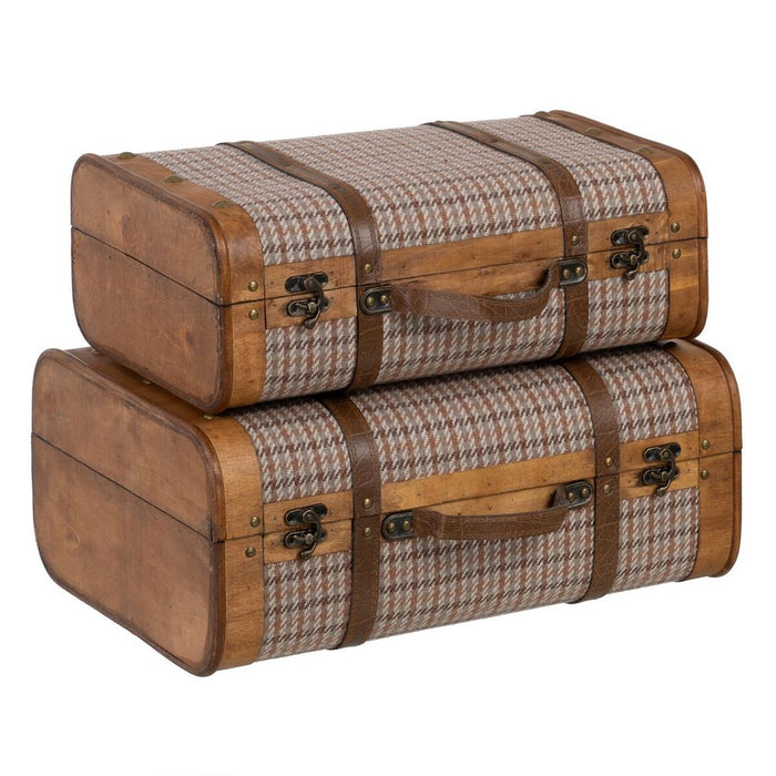 Set of trunks 50 x 36 x 20 cm synthetic fabric wood squares (2 pieces)