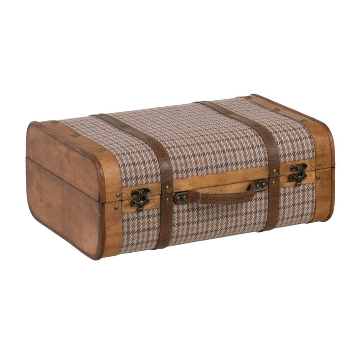Set of trunks 50 x 36 x 20 cm synthetic fabric wood squares (2 pieces)
