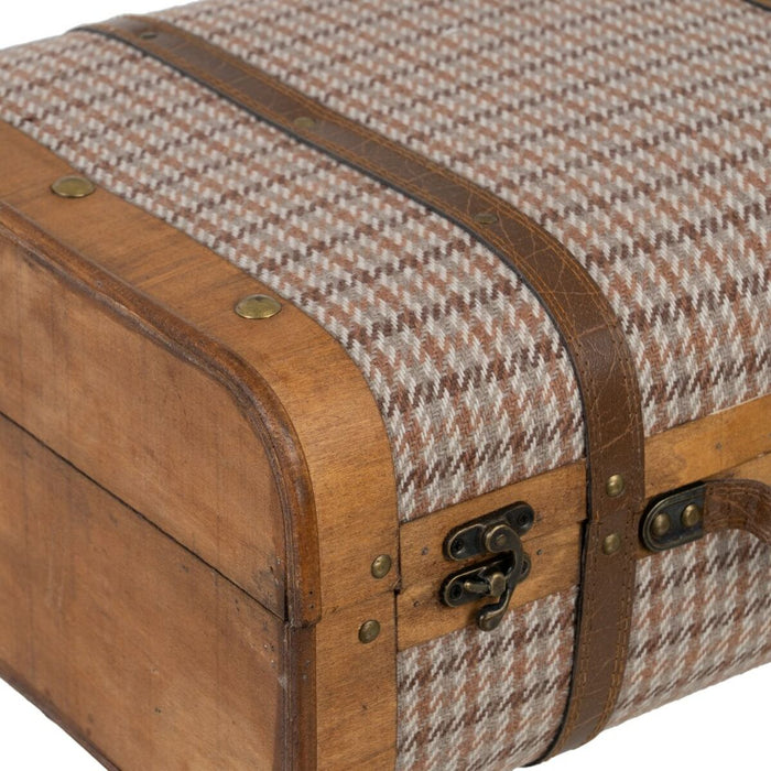Set of trunks 50 x 36 x 20 cm synthetic fabric wood squares (2 pieces)
