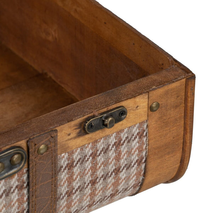 Set of trunks 50 x 36 x 20 cm synthetic fabric wood squares (2 pieces)