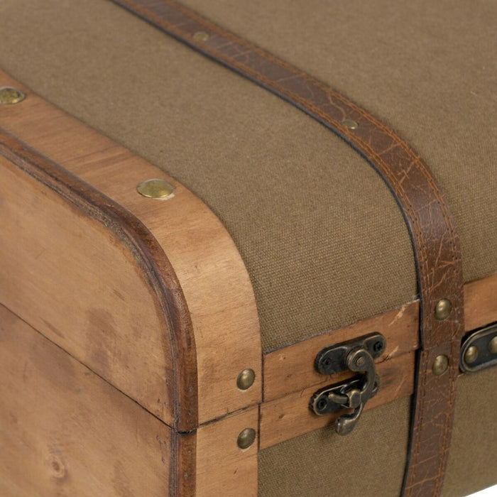 Trunk Set 50 x 36 x 20 cm Synthetic Fabric Wood (2 Pieces)