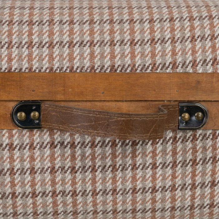 Set of trunks 80 x 41.5 x 25 cm synthetic fabric wood checkered (2 pieces)
